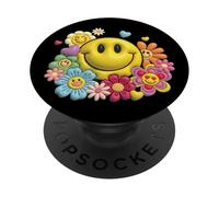 Retro Sorriso Faccia Fiore Potenza Felice Viso Estetica Carino Ragazza PopSockets PopGrip Adesivo