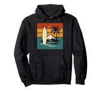 Retro Spiaggia Tramonto Surf Montagna Natura Amante Surfer Felpa con Cappuccio