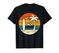Retro Spiaggia Tramonto Surf Montagna Natura Amante Surfer Maglietta