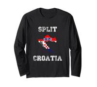 Retro Split Croazia Distressed Croazia Bandiera Maglia a Manica