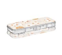 Retro Sport Balls Beige Trasparente Matite Box Pastelli Box con Coperchio a scatto per Ufficio 8.3 "L x 3" W x 1.9 "H