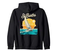 Retro St Barths Sailing Tropical e Retro Travel Felpa con Cappuccio