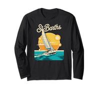 Retro St Barths Sailing Tropical e Retro Travel Maglia a Manica