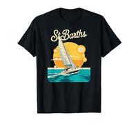 Retro St Barths Sailing Tropical e Retro Travel Maglietta