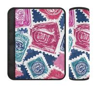 Retro Stamp Red Blue Pattern 2 Pack cintura di sicurezza arresto cintura di sicurezza taglio nel collo per aereo forro para cinturon de seguridad