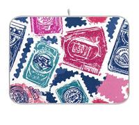 Retro Stamp Rosso Blu Modello Riutilizzabile Piatto Mat 18x24 Rettangolo Grande stuoia Sotto Scolapiatti Decorativo Home Decor Essentials