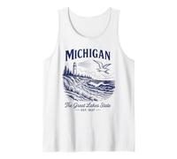 Retro State Michigan Camicia Est 1837 Great Detroit Lakes Canotta