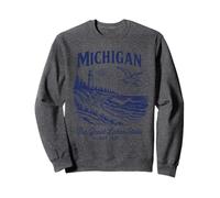Retro State Michigan Camicia Est 1837 Great Detroit Lakes Felpa