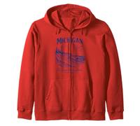 Retro State Michigan Camicia Est 1837 Great Detroit Lakes Felpa con Cappuccio