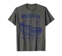 Retro State Michigan Camicia Est 1837 Great Detroit Lakes Maglietta