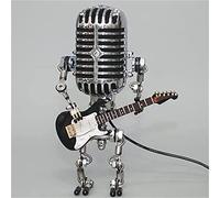 Retro Style Microphone Robot Lamp Holding Guitare Vintage | Robot Desk Lamp with LED | Creative Steampunk lamp for Bedrooms, Bar, Restaurant