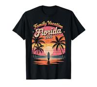 Retro Summer Florida Family Trip Sunset Palm Tree Art 2025 Maglietta