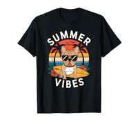 Retro Summer Vibes French Bulldog Lover Vintage Cute Design Maglietta