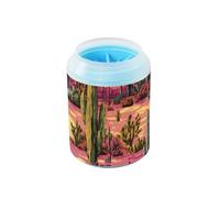 Retro Sun Cactus Viola Art Rondella del piede dell'animale domestico Portatile Setole in Silicone Morbido Piedi Forniture per la toelettatura di cani di taglia piccola, media e grande