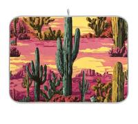 Retro Sun Cactus Viola Arte Riutilizzabile Piatto di Asciugatura Mat 45x61 Rettangolo Grande Scolapiatti stuoie Decorativo Home Decor Essentials
