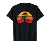 Retro Sun Minimalist Bonsai Tree Design Graphic Maglietta
