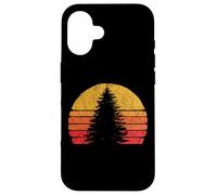 Retro Sun Minimalist Pine Tree Design - Graphic 80's Custodia per iPhone 16