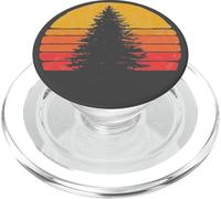 Retro Sun Minimalist Pine Tree Design - Graphic 80's PopSockets PopGrip per MagSafe