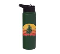 Retro Sun Minimalist Pine Tree Vintage Graphic Stainless Steel Insulated Water Bottle