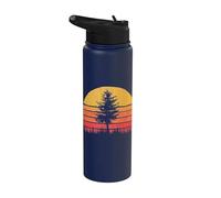 Retro Sun Minimalist Pine Tree Vintage Graphic Stainless Steel Insulated Water Bottle