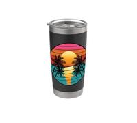 Retro Sunrise Seascape Palme Summer Beach Vacation year '80 Bicchiere termico in acciaio inox doppia parete