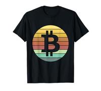 Retro Sunset Bitcoin Logo Cryptocurrency Satoshi Nakamoto Maglietta