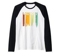 Retro Sunset Stripes London England UK Vintage London Maglia con Maniche Raglan
