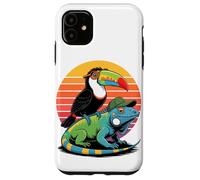 Retro Sunset Toco Toucan Iguana Toucans Custodia per iPhone 11