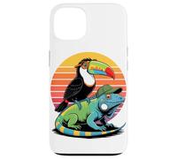 Retro Sunset Toco Toucan Iguana Toucans Custodia per iPhone 13