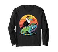Retro Sunset Toco Toucan Iguana Toucans Maglia a Manica