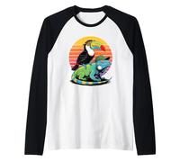 Retro Sunset Toco Toucan Iguana Toucans Maglia con Maniche Raglan