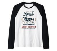 Retro Support Local Dairy Farm - Fiero agricoltore lattiero-caseario vintage Maglia con Maniche Raglan