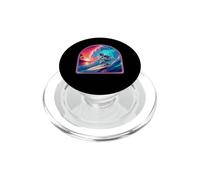Retro Surfer Riding Vibrant Ocean Wave PopSockets PopGrip per MagSafe