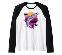 retrò Synthwave Grande Barracuda Maglia con Maniche Raglan