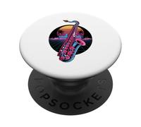 Retrò Synthwave Sassofono Sassofonista PopSockets PopGrip Adesivo