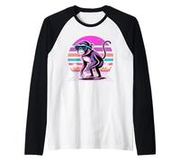 retrò Synthwave Scimmia Occhiali da Sole Scimmie Maglia con Maniche Raglan