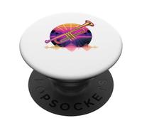 Retro Synthwave Tromba Trombettiere PopSockets PopGrip Adesivo