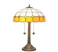 Retro Table Lamp 16 inch Stained Glass Lampshade with Resin Base Mediterranean Baroque Rose Dragonfly Sunflower Table Light Bedroom Bedside Nightstand Study Office Lighting,Yellow