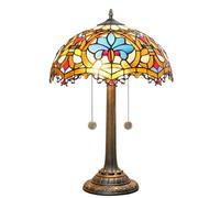 Retro Table Lamp 16 inch Stained Glass Lampshade with Resin Base Mediterranean Baroque Rose Dragonfly Sunflower Table Light Bedroom Bedside Nightstand Study Office Lighting,Baroque