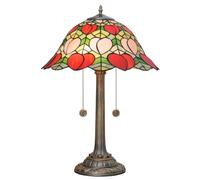 Retro Table Lamp 16 inch Stained Glass Lampshade with Resin Base Mediterranean Baroque Rose Dragonfly Sunflower Table Light Bedroom Bedside Nightstand Study Office Lighting,Peach