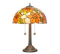 Retro Table Lamp 16 inch Stained Glass Lampshade with Resin Base Mediterranean Baroque Rose Dragonfly Sunflower Table Light Bedroom Bedside Nightstand Study Office Lighting,Sunflower