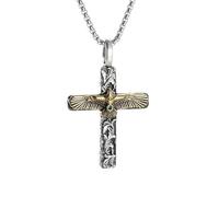Retro Tang Erba Modello Croce Verde Zircone Aquila Volante Collana Pendente per Gli Uomini Delle Donne Buona Fortuna Amuleto Gioielli Regalo