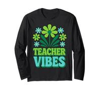 Retro Teacher Vibes Flower Power Ritorno a scuola Maglia a Manica