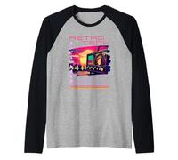 Retro Tech Synthwave Vecchio stile Radio senza fili Portatile Maglia con Maniche Raglan