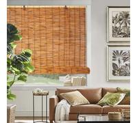Retrò Tende in Bambu Parasole, Privacy Tapparella a Carrucola in Bamboo, Tessute Mano Persiane Decorative in Canna, Personalizzabile Decorazione Floreale Con Sollevatori, Traspirante Ambientali(Carbon