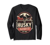 Retro The Husky Sleigh Co Classic Christmas Maglia a Manica