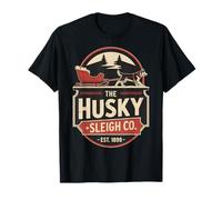 Retro The Husky Sleigh Co Classic Christmas Maglietta