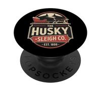 Retro The Husky Sleigh Co Classic Christmas PopSockets PopGrip Adesivo