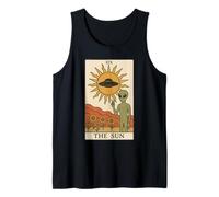 Retro The Sun Tarocchi Carta Mistico Divertente Alieno Canotta
