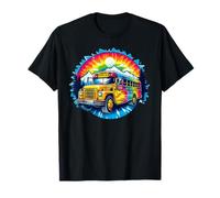 Retro Tie Dye School Bus Mountain Adventure Summer Road Trip Maglietta